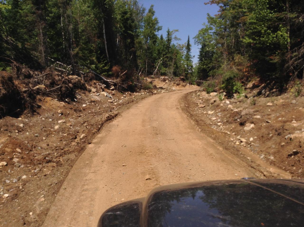 Marquette County Trail #5, 2014, after road work by Plum Creek (to "upgrade snowmobile bridge")